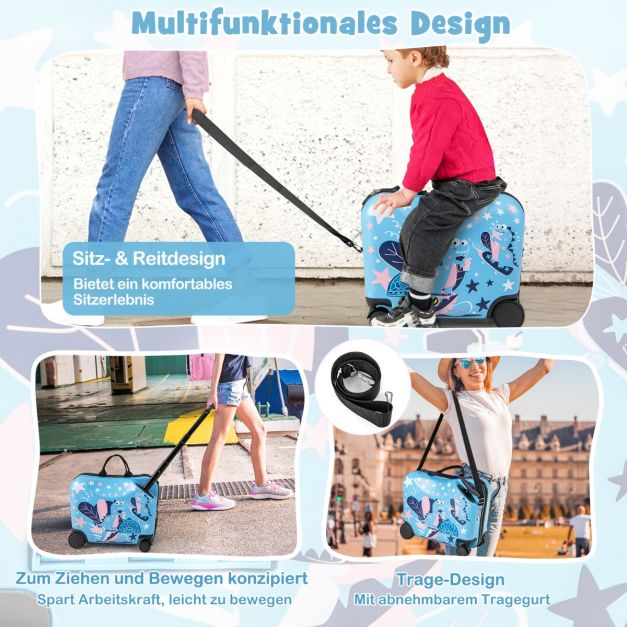 Coast Children's Dinosaur Suitcase Set - 2-Piece Travel Set with 18 Inch Seat Case and Backpack - 47 x 23 x 38 cm