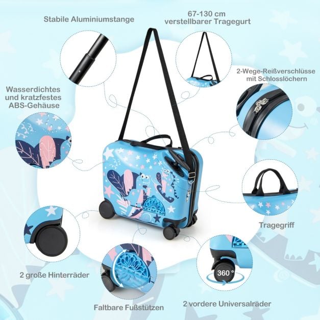 Coast Children's Dinosaur Suitcase Set - 2-Piece Travel Set with 18 Inch Seat Case and Backpack - 47 x 23 x 38 cm