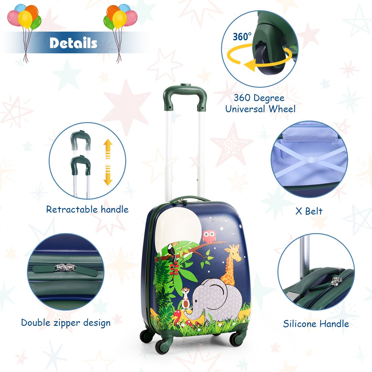 Coast 2-Piece Travel Set for Kids - Rolling Case and Backpack - Blue