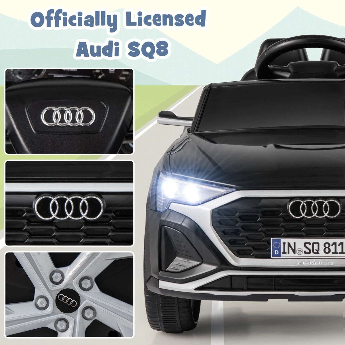 costway Voiture électrique 12V pour enfants - audi SQ8 - noir
