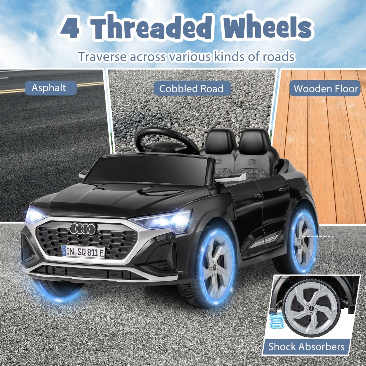 costway Voiture électrique 12V pour enfants - audi SQ8 - noir