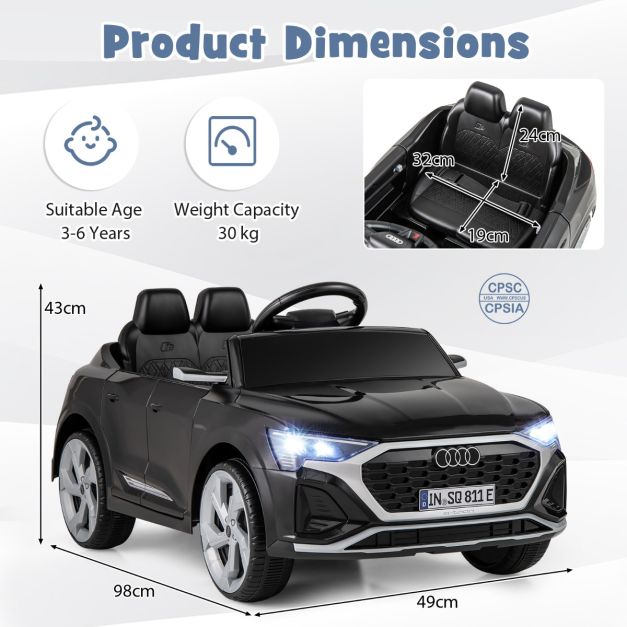 costway Voiture électrique 12V pour enfants - audi SQ8 - noir