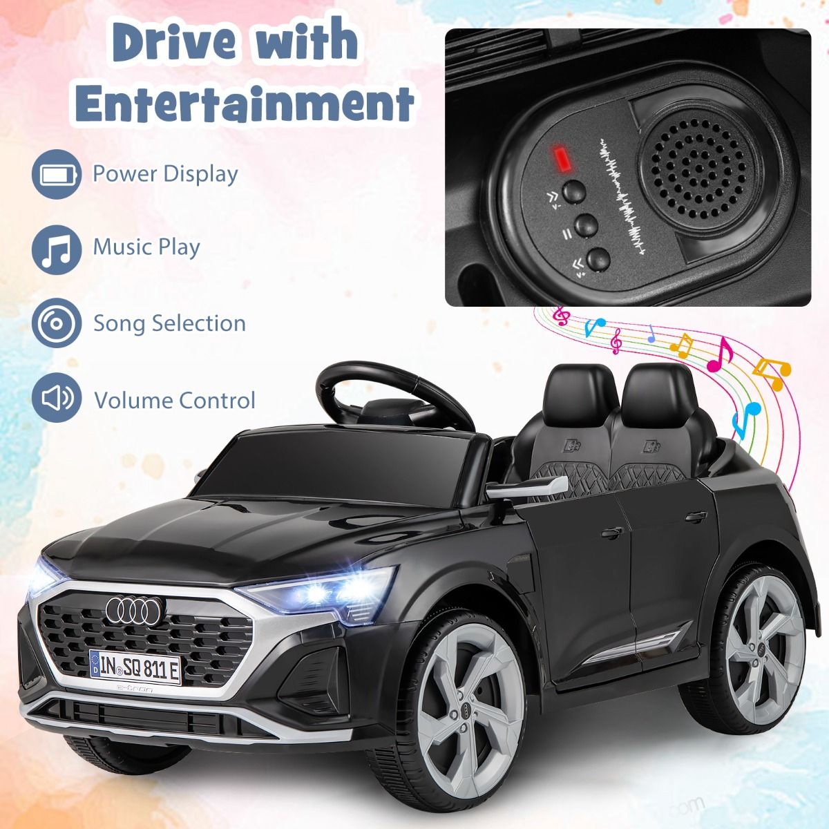 costway Voiture électrique 12V pour enfants - audi SQ8 - noir