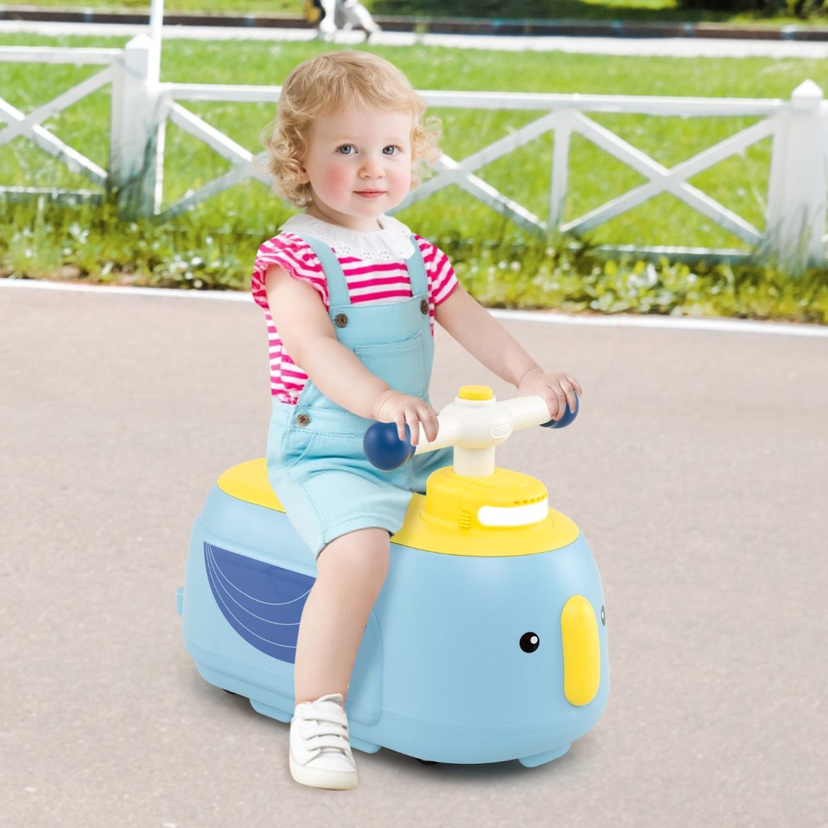 Costway TQ10407NY - Jouet d'éveil avec remorque, lumières et musique - 12 mois et plus - Bleu Description du produit :