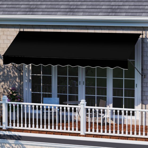 Parasol Coast sans perçage - 400 x 120 x 210-300 cm - Noir - Extensible manuellement et réglable en hauteur