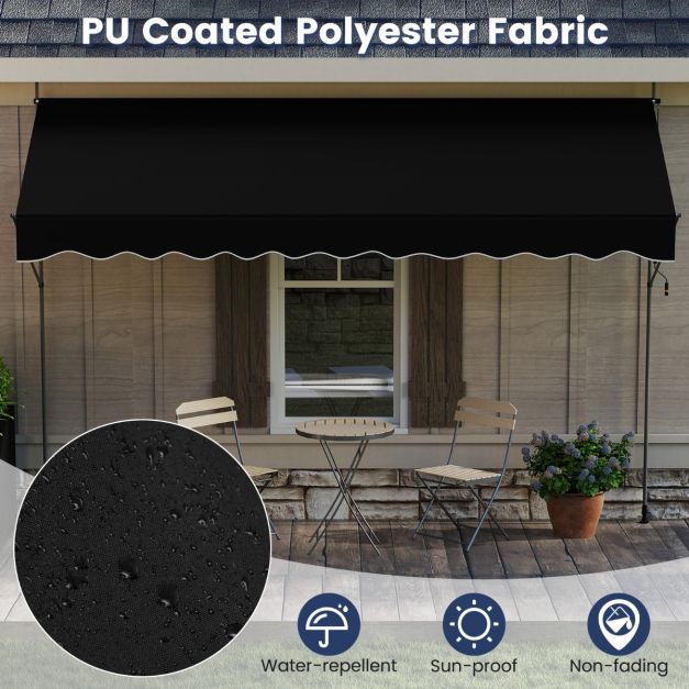 Parasol Coast sans perçage - 400 x 120 x 210-300 cm - Noir - Extensible manuellement et réglable en hauteur