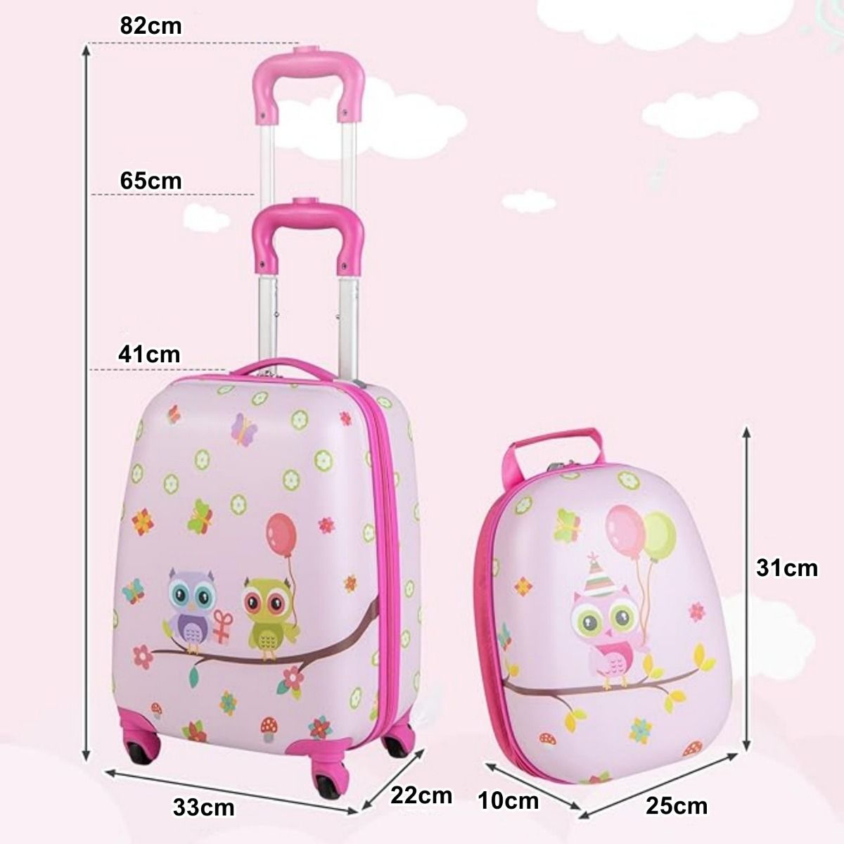 Valise enfant Coast 2 pièces - Roues 360° - 33 x 22 x 41 cm - ABS - Rose