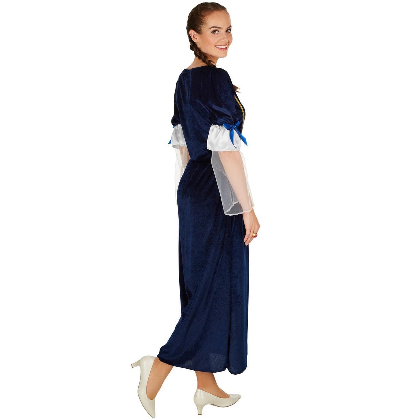 costume de fille royale - xl - bleu/blanc - satin & velours - robe pour adultes 170-180 cm