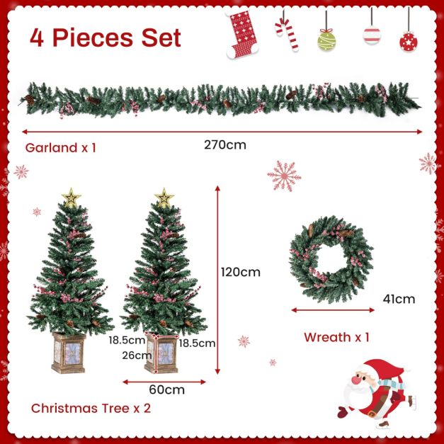 Ensemble de décoration de Noël Coast - Sapin - Guirlande - Couronne - Entrée - PVC - 4 pièces