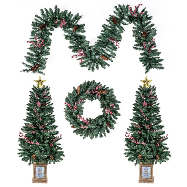 Ensemble de décoration de Noël Coast - Sapin - Guirlande - Couronne - Entrée - PVC - 4 pièces