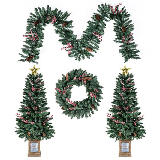 Ensemble de décoration de Noël Coast - Sapin - Guirlande - Couronne - Entrée - PVC - 4 pièces
