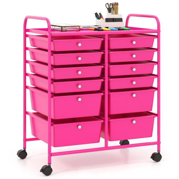 Coast Roller Trolley - Métal - 12 tiroirs - 64x38x75 cm - Rose