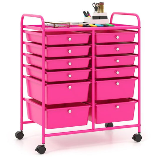 Coast Roller Trolley - Métal - 12 tiroirs - 64x38x75 cm - Rose