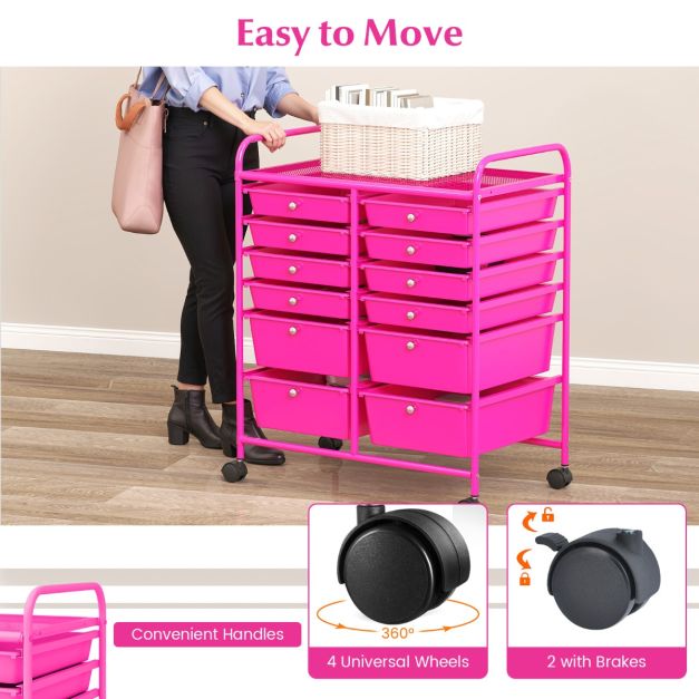 Coast Roller Trolley - Métal - 12 tiroirs - 64x38x75 cm - Rose