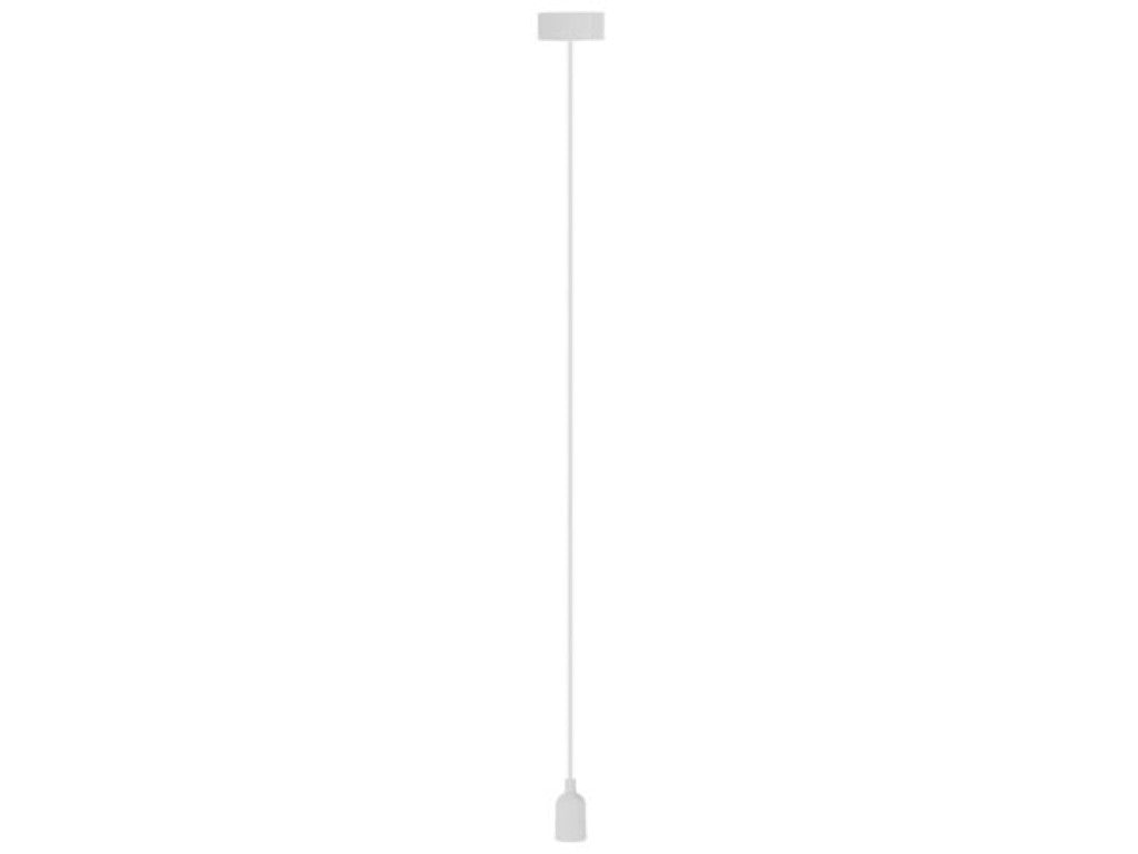 Support de lampe design Vellight - équipé d'une rosace de plafond en silicone flexible, d'un câble textile raccourcissable et d'une prise E27 - pour le salon et la table à manger - caoutchouc silicone blanc - un mètre virgule quatre
