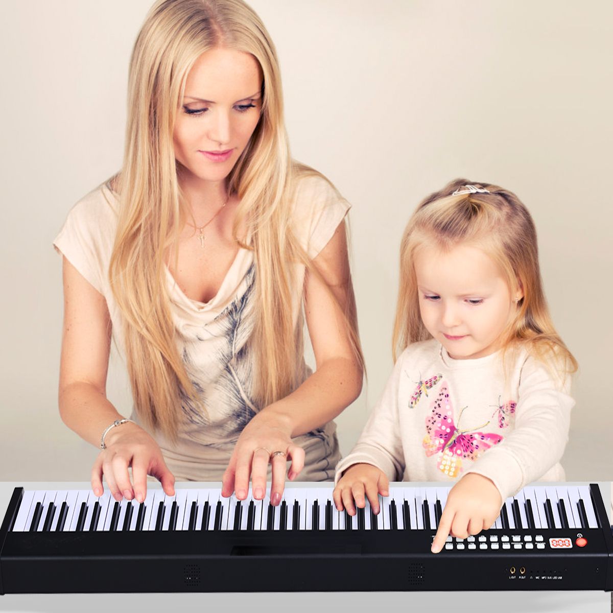 Coast Piano numérique à 88 touches pour enfants et adultes - 127×21.5×6.5 cm - Noir/Blanc - Comprend une mallette de transport et une pédale de sustain