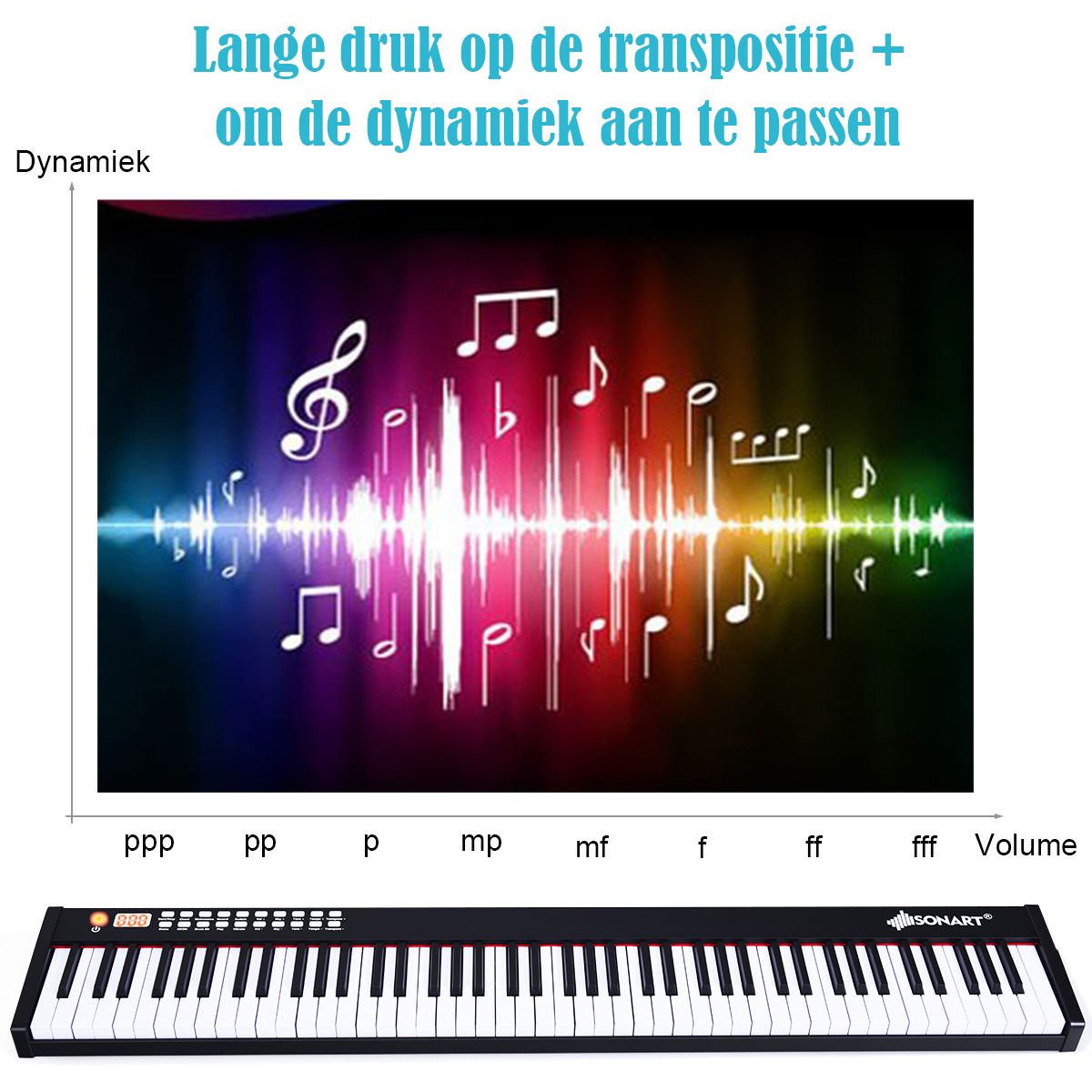 Coast Piano numérique à 88 touches pour enfants et adultes - 127×21.5×6.5 cm - Noir/Blanc - Comprend une mallette de transport et une pédale de sustain