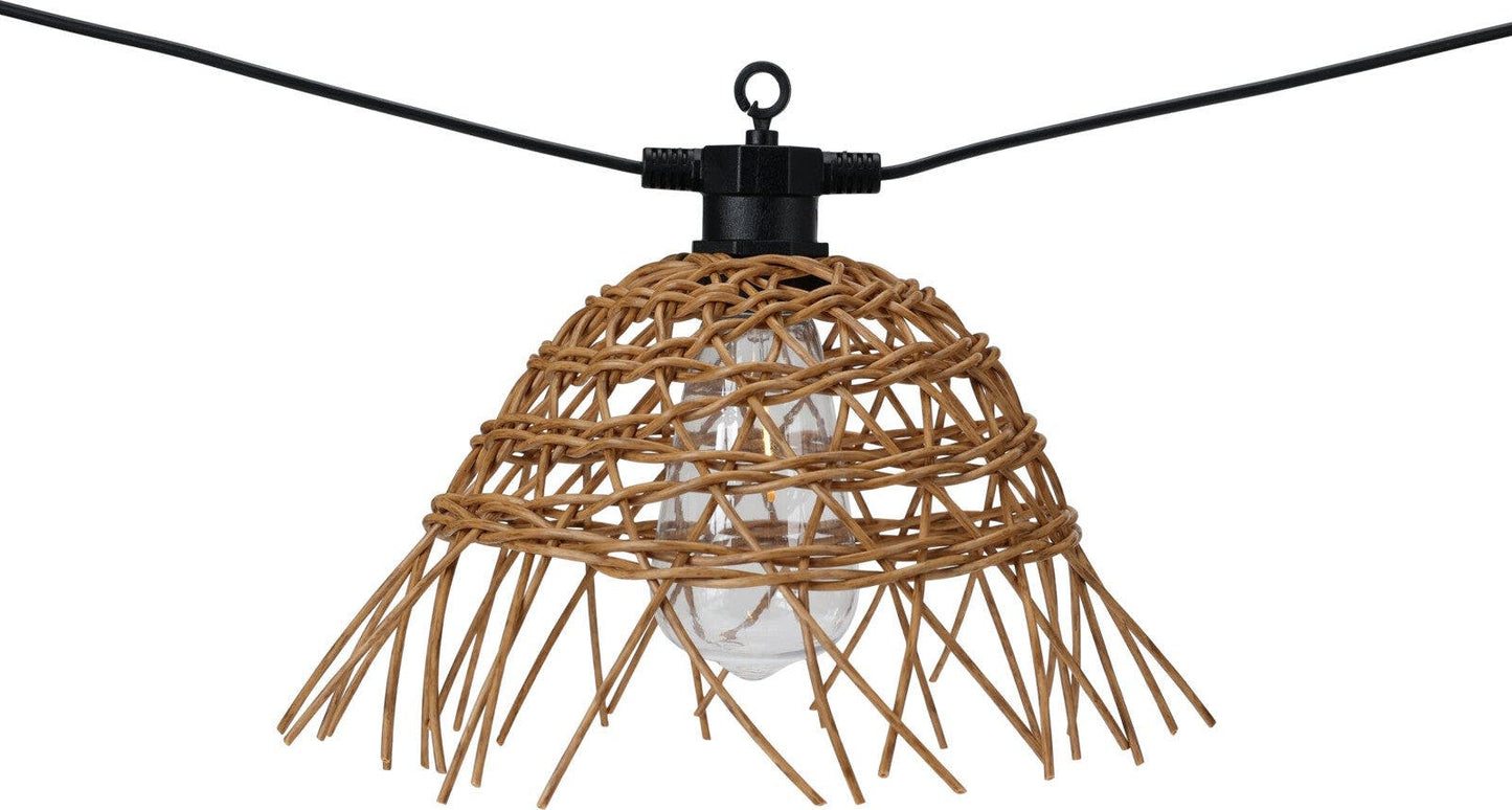 de bosrand LED partyylights rattan 6 lights - 550×28×20 cm - black/ rattan