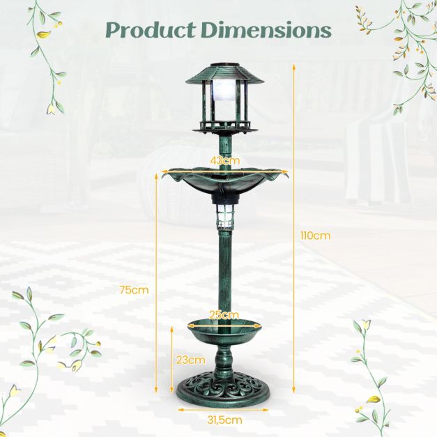 Coast Mangeoire à oiseaux - Alimentation solaire - PP - Ø43x110cm - Vert