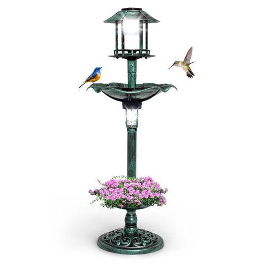 Coast Mangeoire à oiseaux - Alimentation solaire - PP - Ø43x110cm - Vert