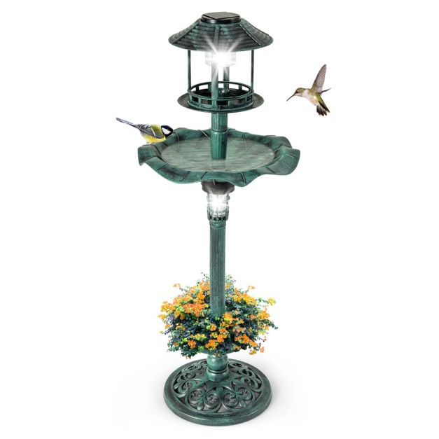 Coast Mangeoire à oiseaux - Alimentation solaire - PP - Ø43x110cm - Vert