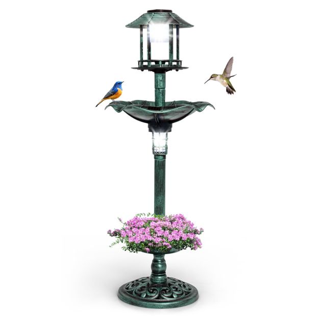 Coast Mangeoire à oiseaux - Alimentation solaire - PP - Ø43x110cm - Vert