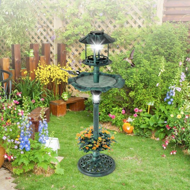 Coast Mangeoire à oiseaux - Alimentation solaire - PP - Ø43x110cm - Vert