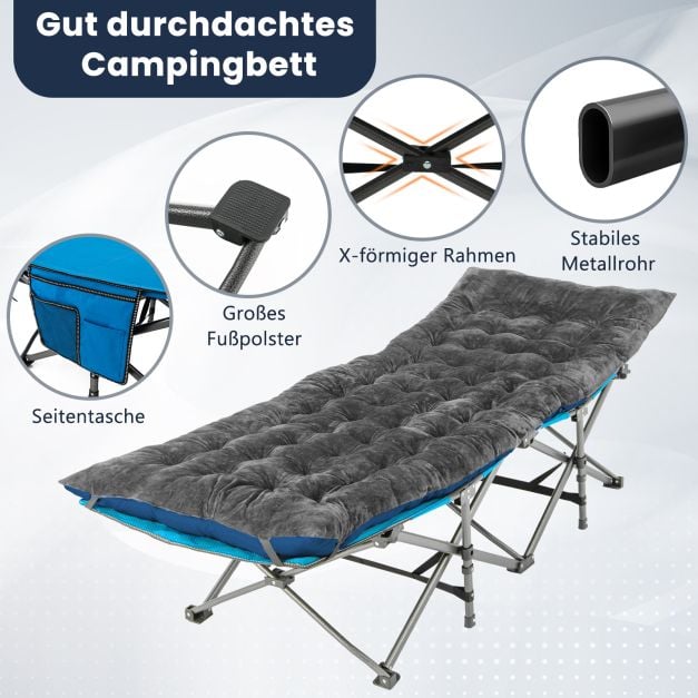 Coast Lounger Cushion Grey - Coussin de chaise longue épais avec sangles de fixation - 190 x 70 x 7 cm