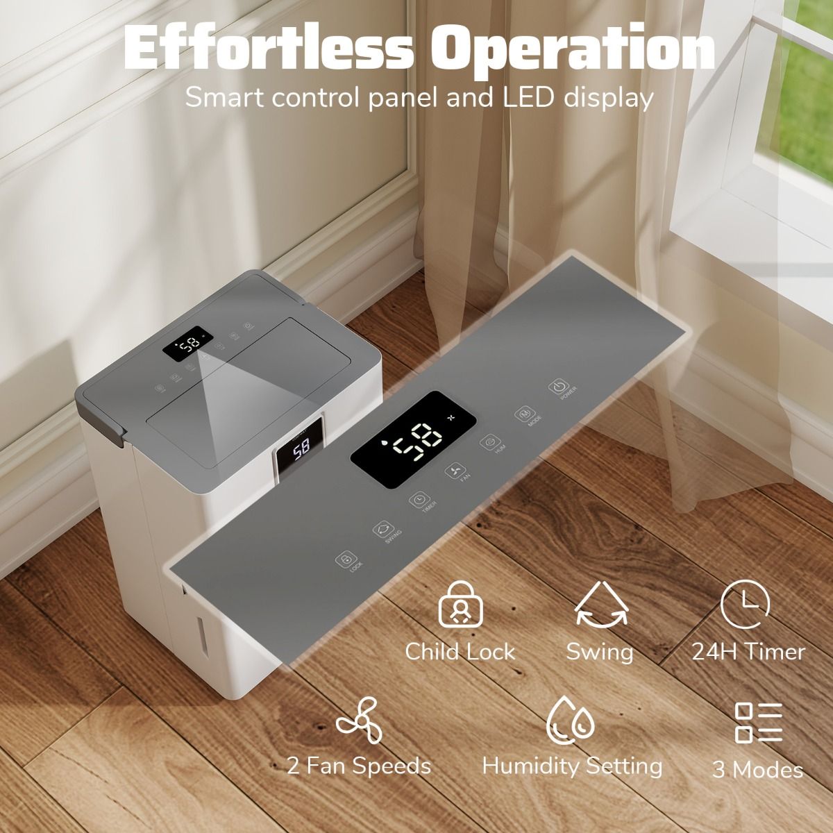 Coast Déshumidificateur 35 L/jour pour la maison et la cave - Economique et silencieux - 35.5 x 27.5 x 52.5 cm - Blanc