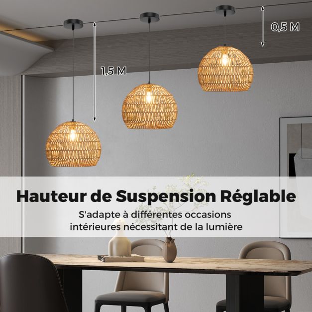 Lampe pendante Coast - Tissé - Papier - Osier - Bohème - Orientable - E27 - Plafonnier