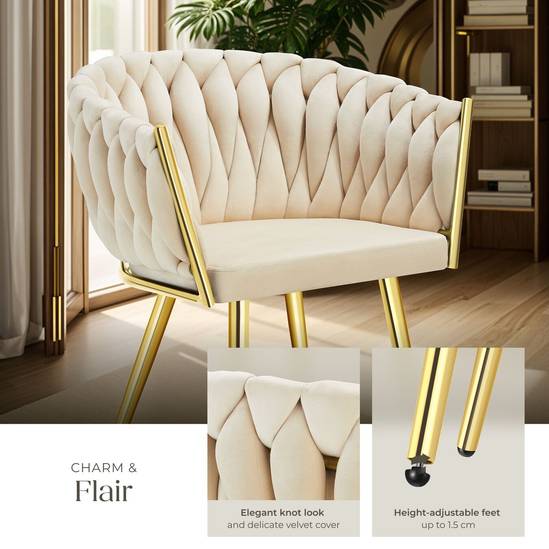 tectake Chaise de salle à manger Astano - Velours - Noir