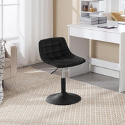 Tabouret en velours WOLTU avec dossier - hauteur d'assise réglable de 38 à 49,5 cm - pivotant à 360 degrés - noir