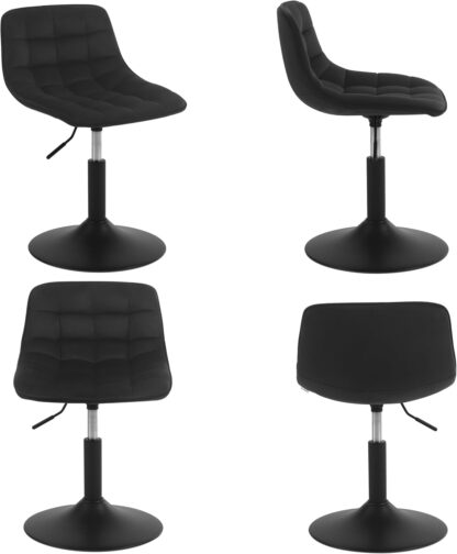 Tabouret en velours WOLTU avec dossier - hauteur d'assise réglable de 38 à 49,5 cm - pivotant à 360 degrés - noir