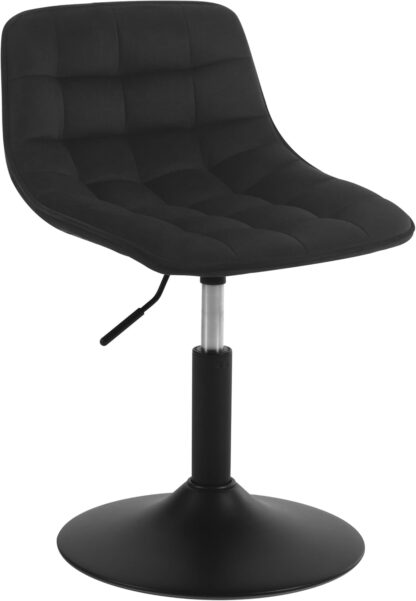 Tabouret en velours WOLTU avec dossier - hauteur d'assise réglable de 38 à 49,5 cm - pivotant à 360 degrés - noir