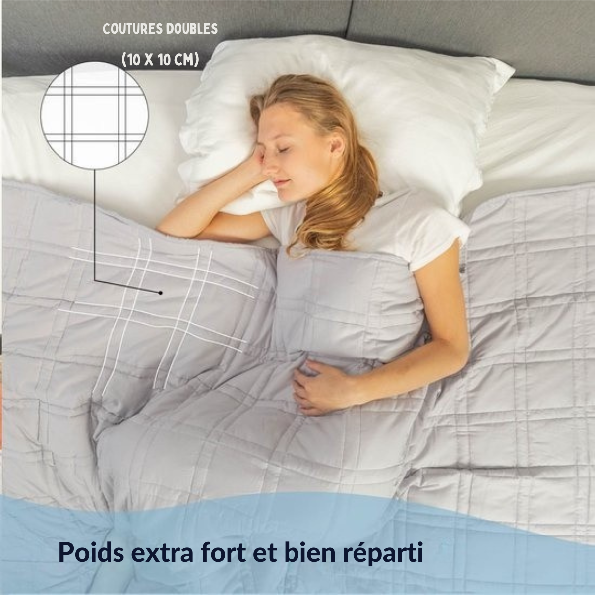 Couverture lestée 9kg - Ella - 135 x 200cm - Couverture lestée - OEKO-TEX Coton - Gris clair