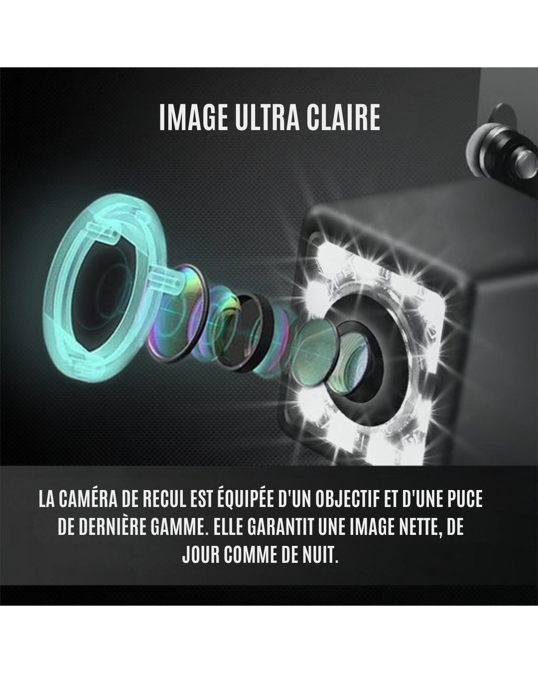 Caméra de recul Strex - RCA universel - Vision nocturne 12 LED - Étanchéité IP68 - voiture - noir