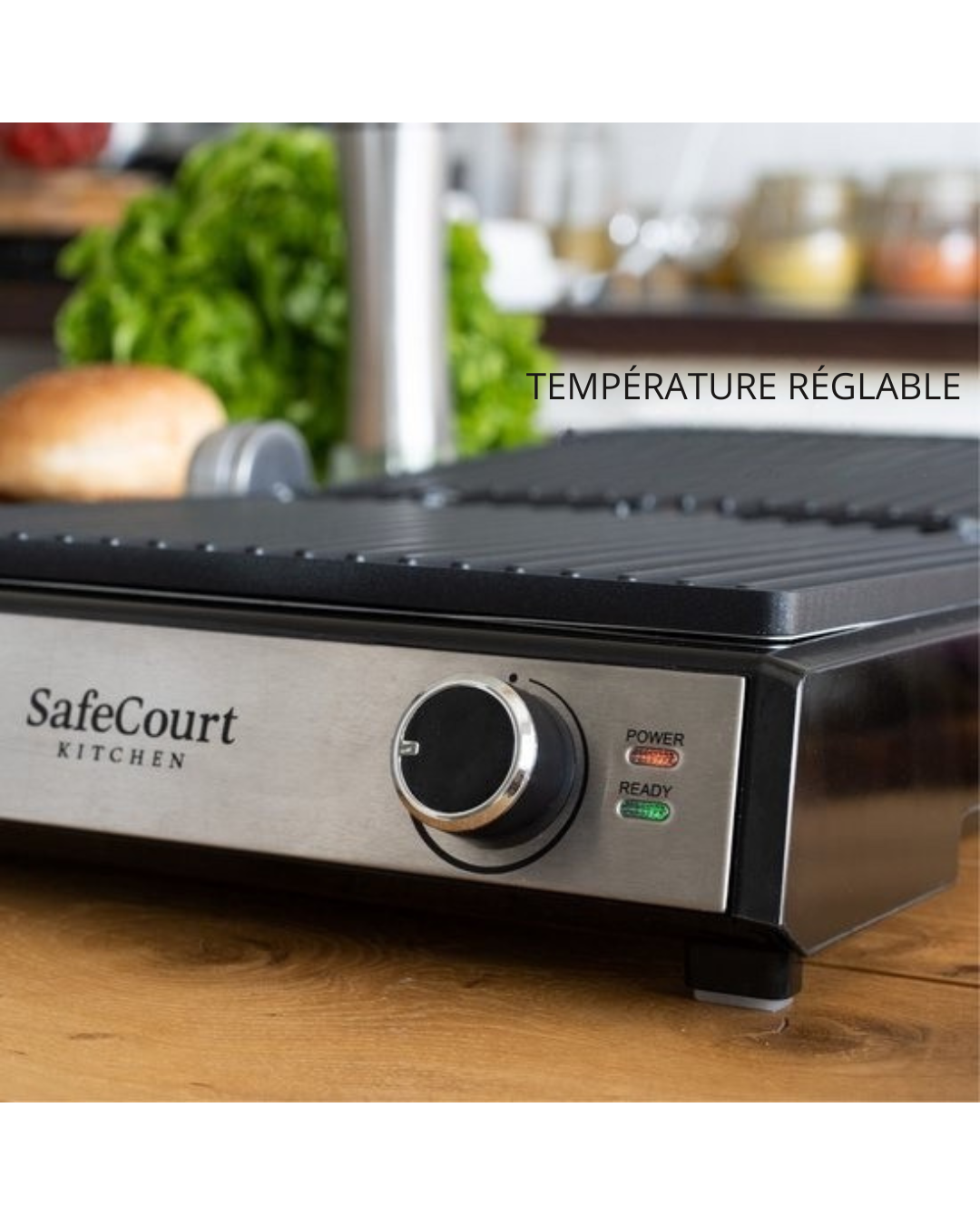 Grill 3 en 1 - Safecourt Kitchen - Grill multifonctions - Plaques amovibles - 2000W - noir