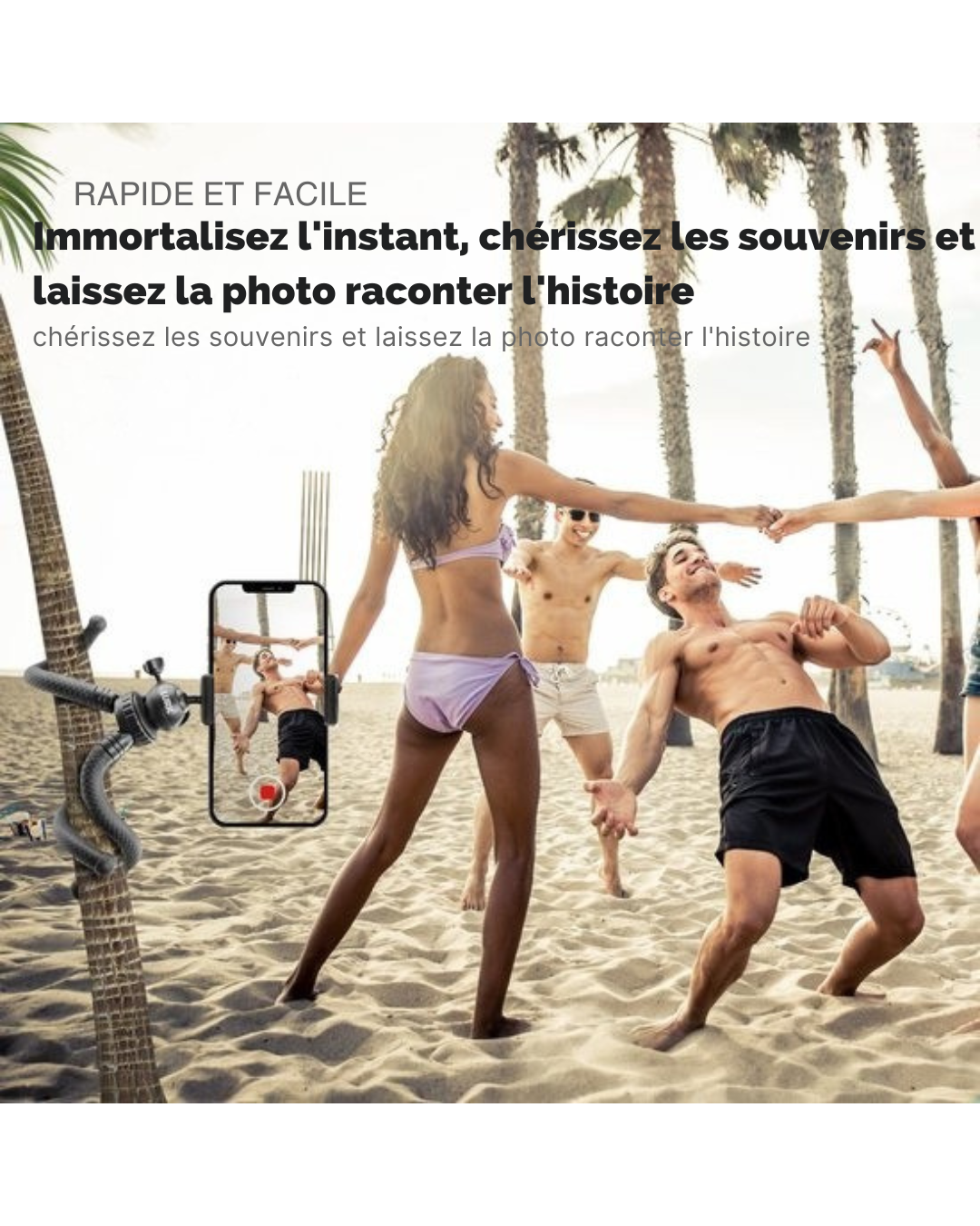 LURK® 3 in 1 Flexible Octopus Tripod trépied pour smartphone et caméra (d'action) - Comprend une pince pour téléphone et une télécommande bluetooth - 25 cm