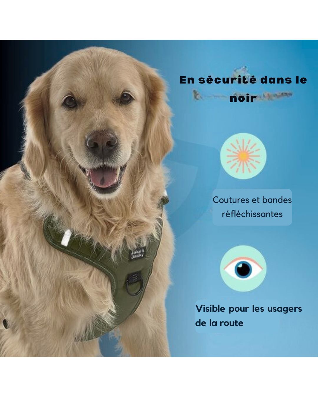 Harnais pour chien Jake et Jacky - Harnais anti-traction - Réfléchissant - Taille XL - Vert