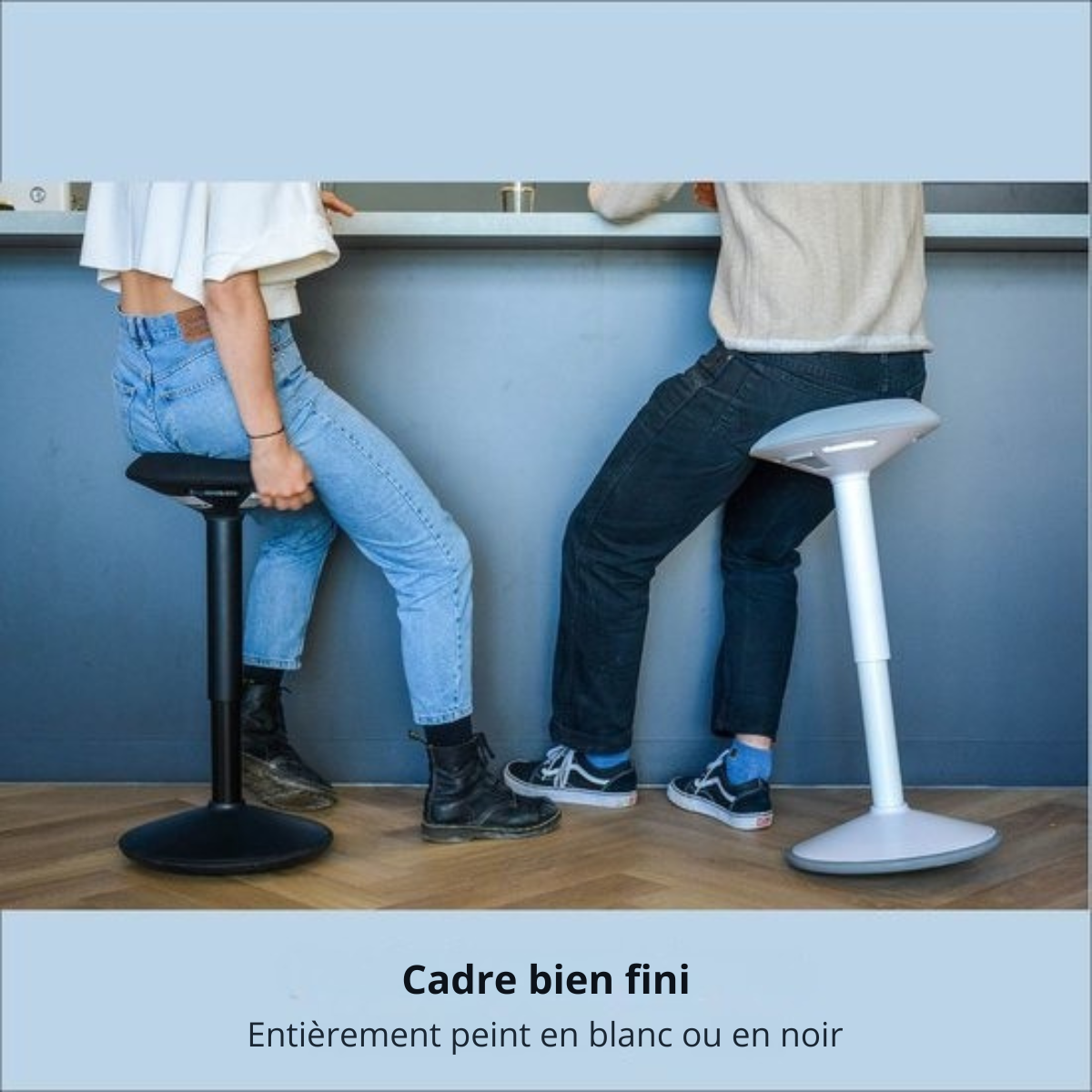 Tabouret oscillant noir Backerz| Hauteur 55–80 cm | Tabouret d’équilibre | assis-debout | Chaise de bureau ergonomique - noir