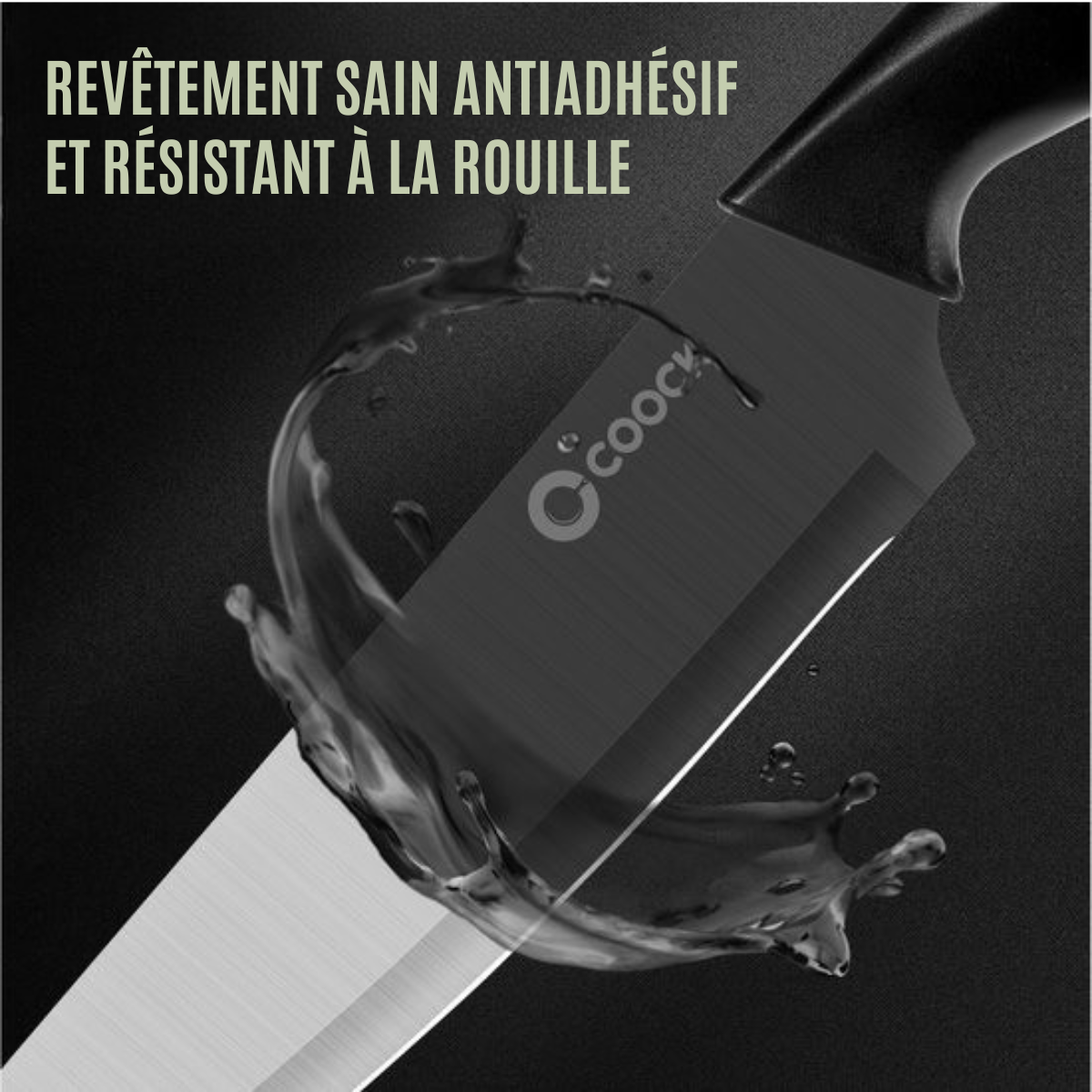 Couteaux en set avec bloc et planche à découper pliante - COOCK - Couteaux de cuisine - Ciseaux - Aiguiseur de couteaux - Set d'ustensiles de cuisine 15 pièces dans un bloc à couteaux - Acier inoxydable - Avec revêtement 'Non Stick' - Noir