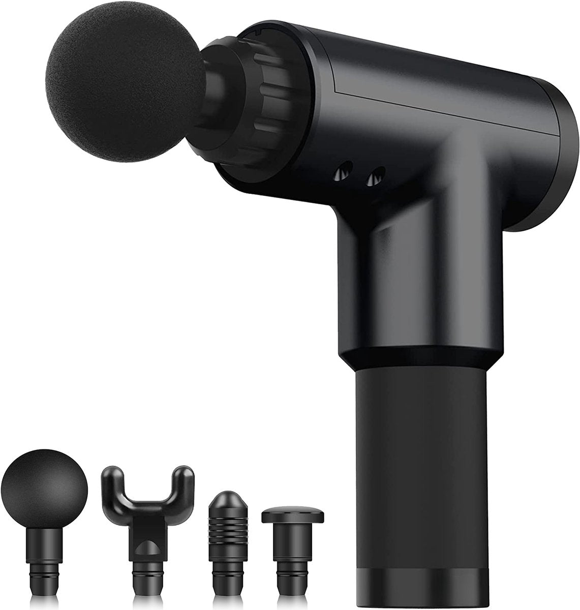 Pistolet de massage Palmwood - Appareil de massage musculaire avec 4 accessoires et 6 vitesses - sans fil avec étui de rangement - noir