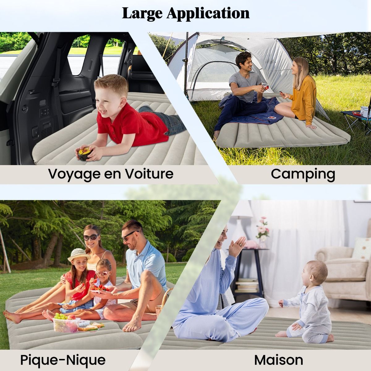Coast Inflatable SUV Airbed Car Mattress Grey 190 x 130 x 15 cm - Lit de voyage double face avec pompe à air et sac de transport