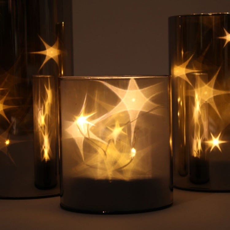 Coffret lampes étoiles - 3 pièces - Décoratif - Lampe à poser - Argent/Multicolore