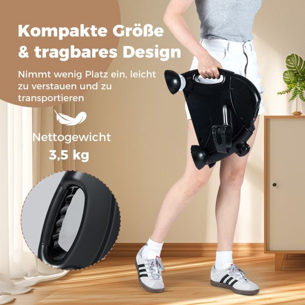 Coast Mini Pedal Trainer - Vélo d'exercice pour l'entraînement des bras et des jambes avec écran LCD 39 x 35 x 30 cm - Noir