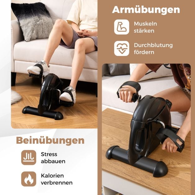 Coast Mini Pedal Trainer - Vélo d'exercice pour l'entraînement des bras et des jambes avec écran LCD 39 x 35 x 30 cm - Noir
