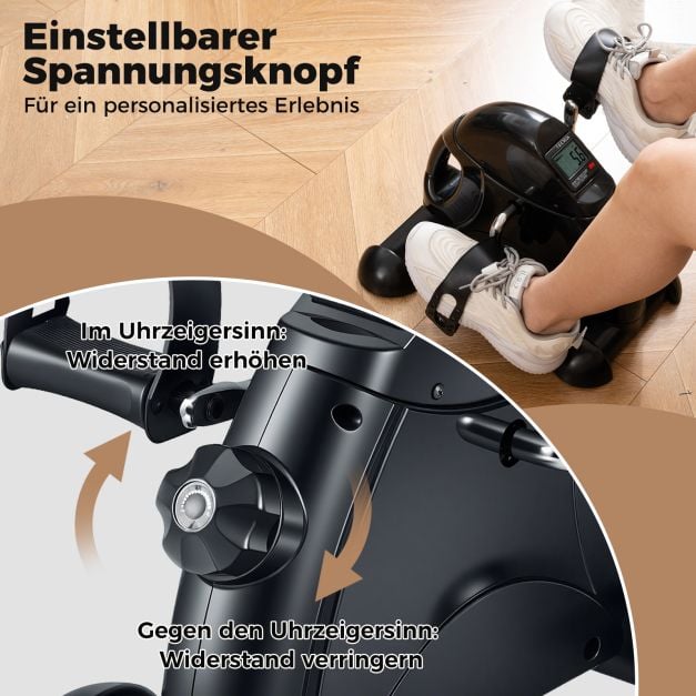 Coast Mini Pedal Trainer - Vélo d'exercice pour l'entraînement des bras et des jambes avec écran LCD 39 x 35 x 30 cm - Noir