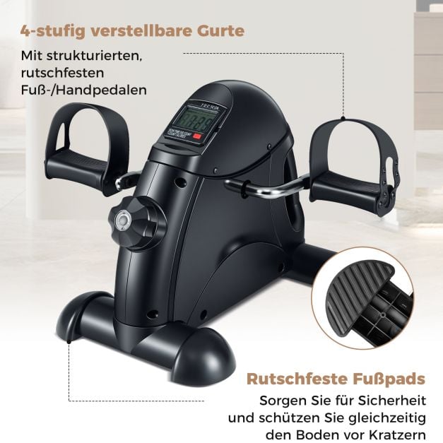 Coast Mini Pedal Trainer - Vélo d'exercice pour l'entraînement des bras et des jambes avec écran LCD 39 x 35 x 30 cm - Noir