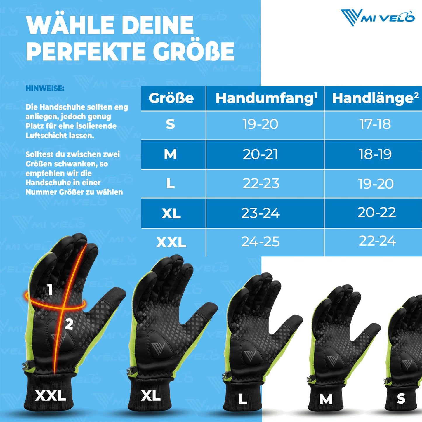 Gants Mivelo coupe-vent & déperlants - automne & printemps - taille M- Jaune