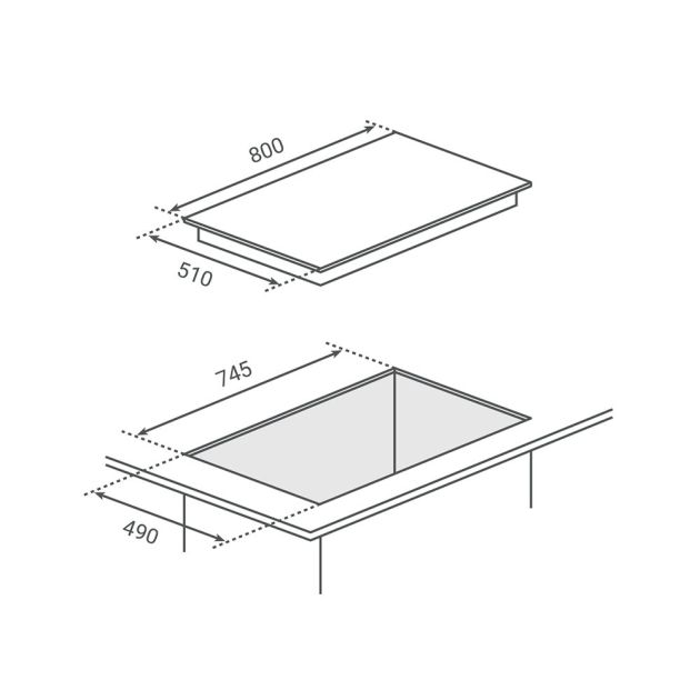 Boretti - Table de cuisson à induction - 80 cm & 5 zones - avec fonction Boost et minuterie - pour cuisine encastrée - MLHBI805 Noir vitrocéramique